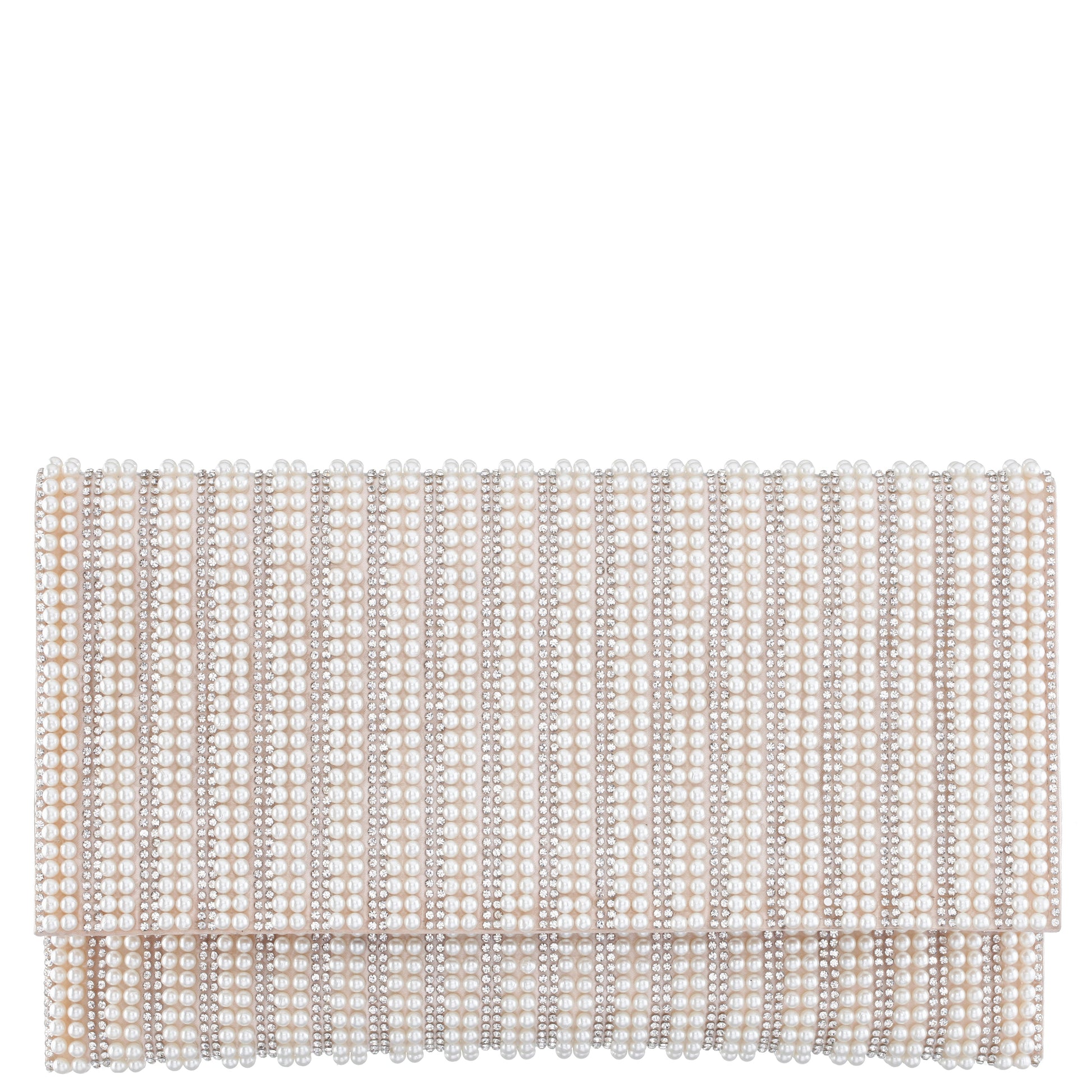 Kimora White Allover Pearl/Crystal Envelope Clutch | Nina Shoes