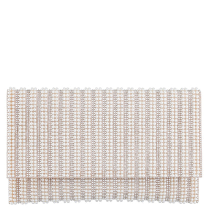 Kimora White Allover Pearl/Crystal Envelope Clutch | Nina Shoes