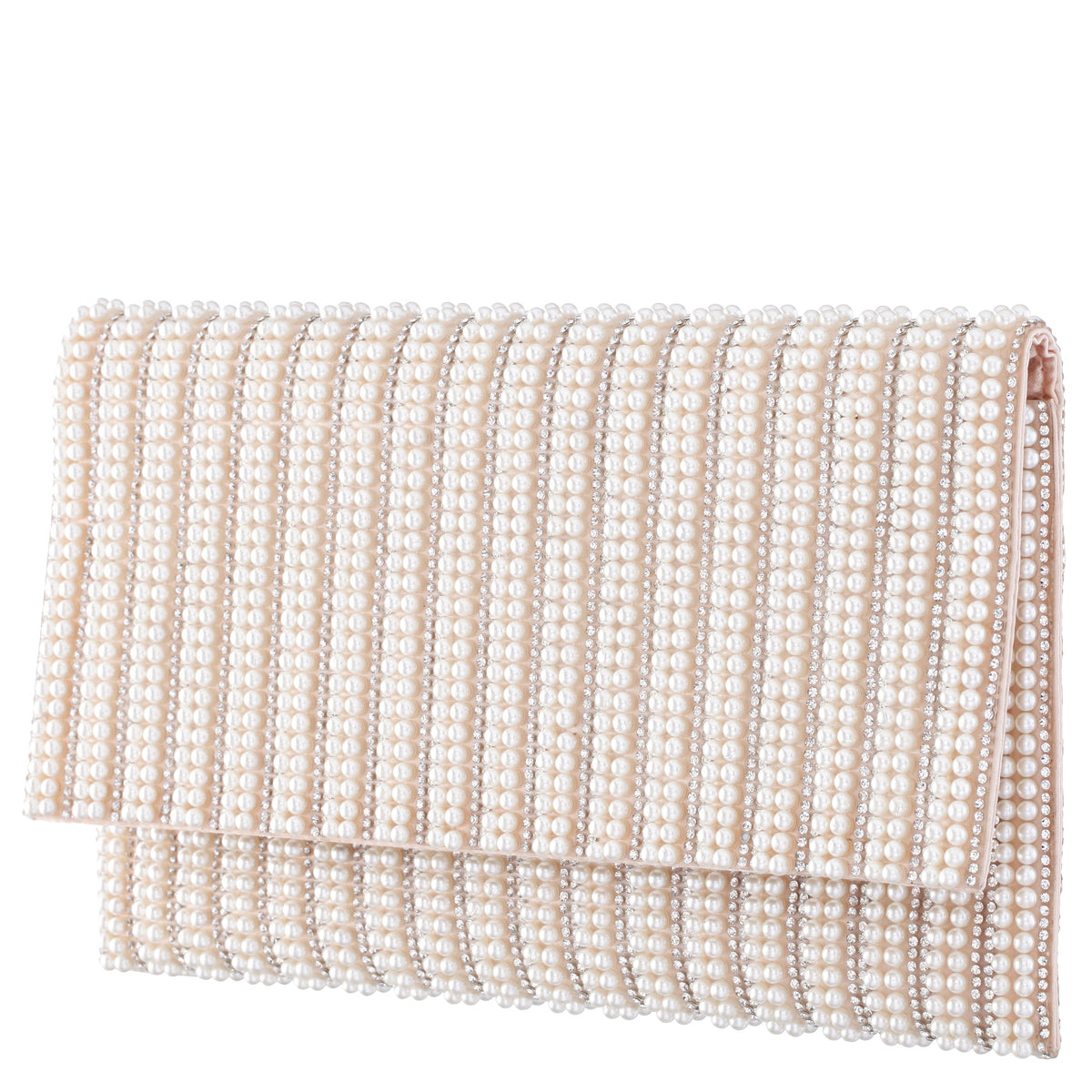 Kimora White Allover Pearl/Crystal Envelope Clutch | Nina Shoes