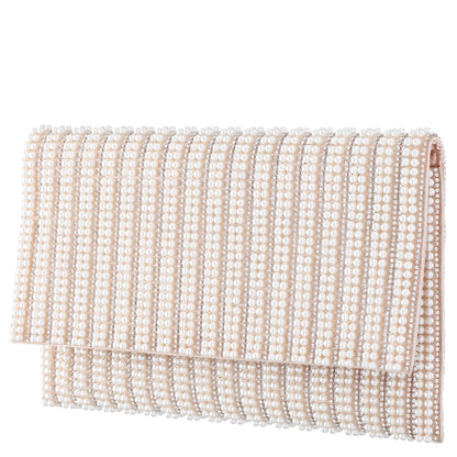 Kimora White Allover Pearl/Crystal Envelope Clutch | Nina Shoes