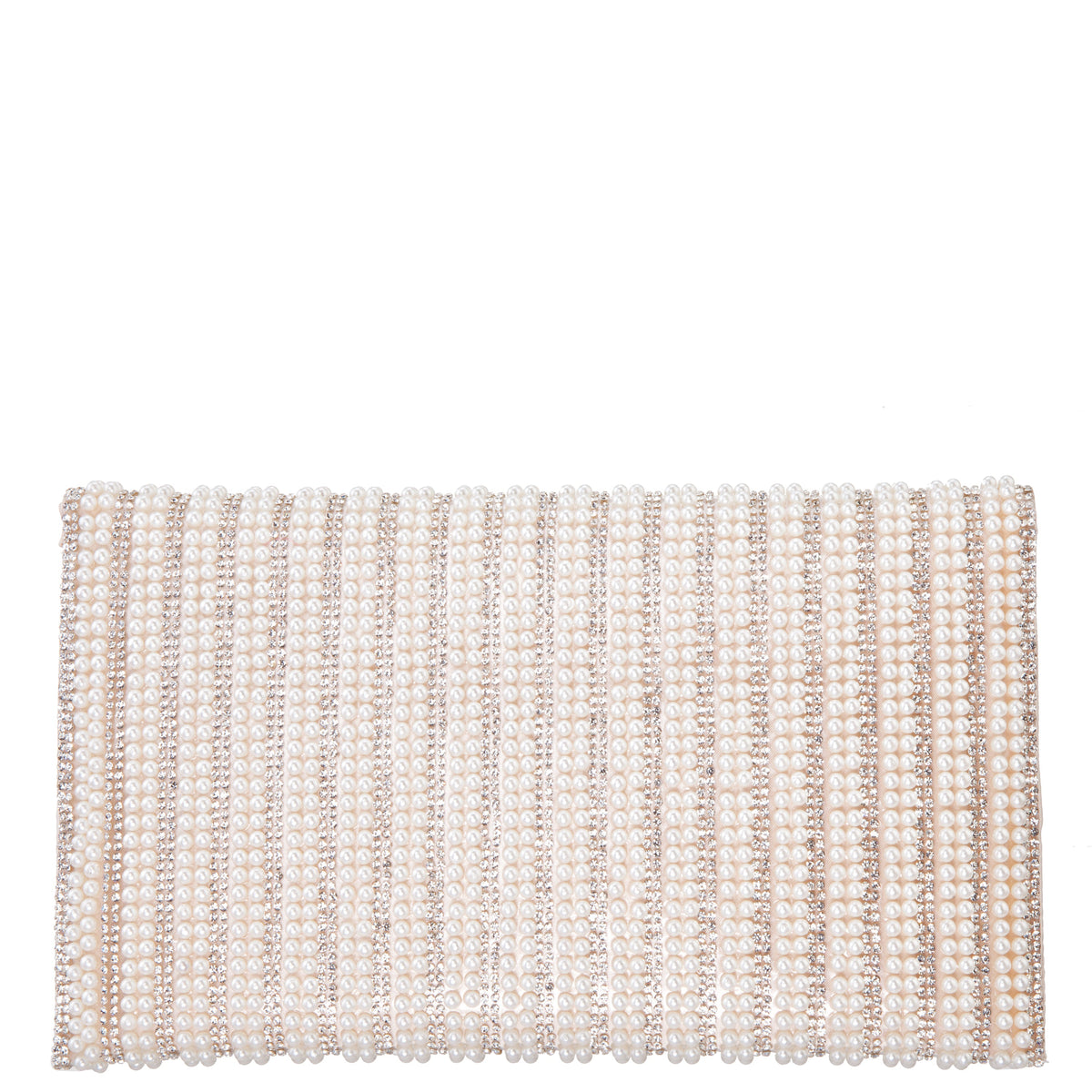 Kimora White Allover Pearl/Crystal Envelope Clutch | Nina Shoes