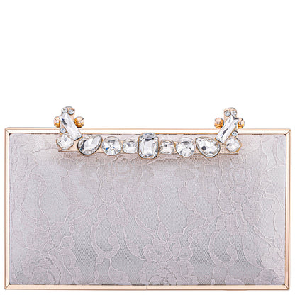 Boujee-L Beige Lace Minaudiere | Nina Shoes