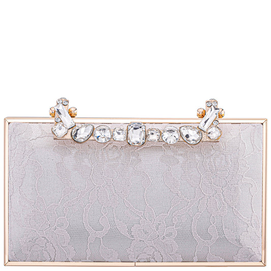 Boujee-L Beige Lace Minaudiere | Nina Shoes