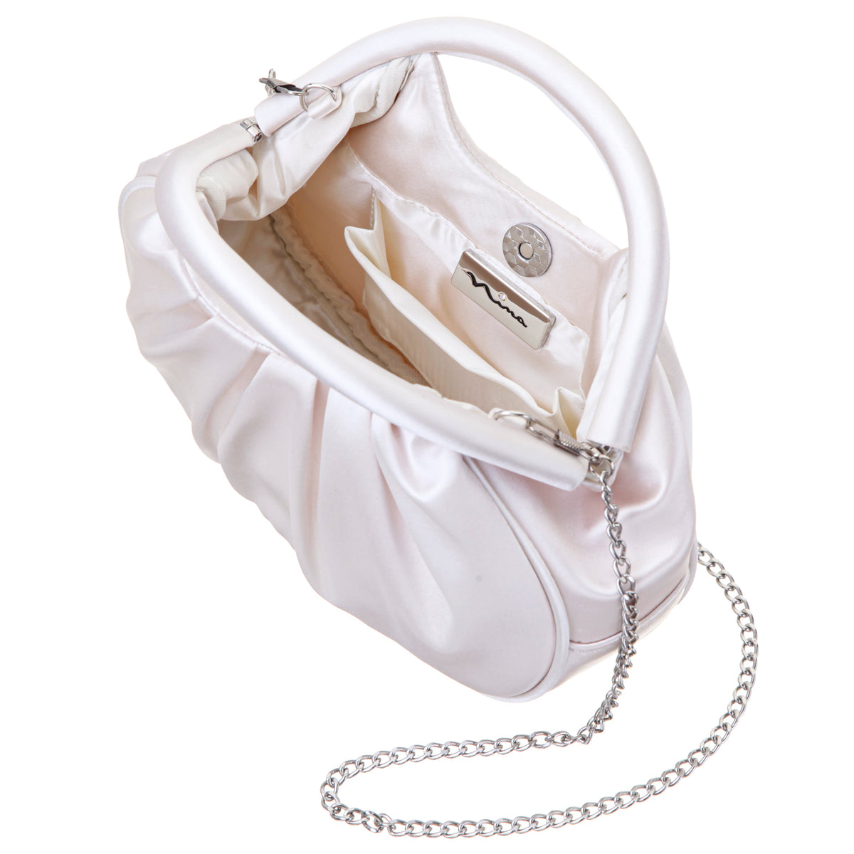 Bren Beige Satin Handle Satchel | Nina Shoes