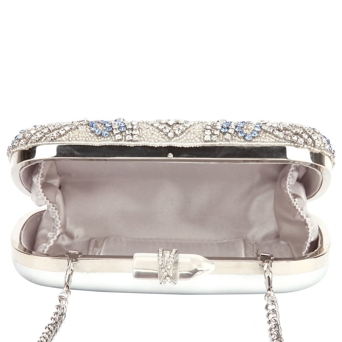 Gelsey Silver Crystal Embellished Minaudiere | Nina Shoes