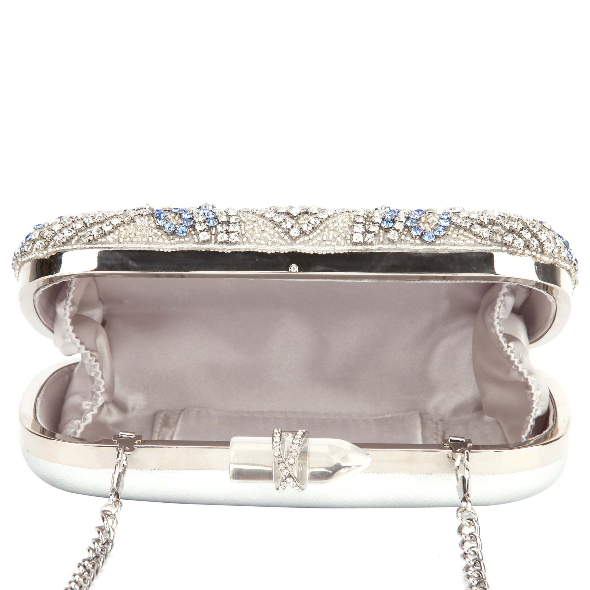 Gelsey Silver Crystal Embellished Minaudiere | Nina Shoes