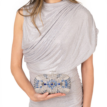 Gelsey Silver Crystal Embellished Minaudiere | Nina Shoes