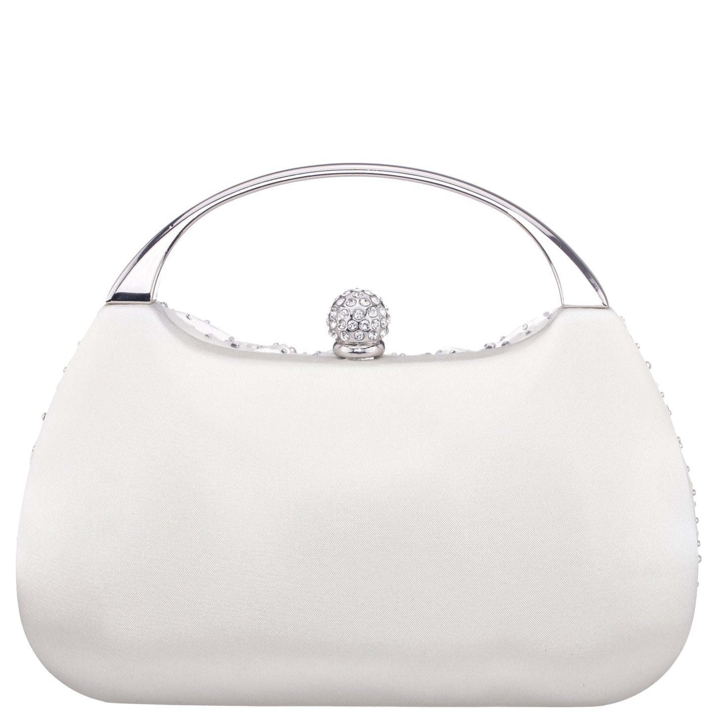 Brando-Cc Beige Chiffon/Satin/Glass Crystal Minaudiere | Nina Shoes