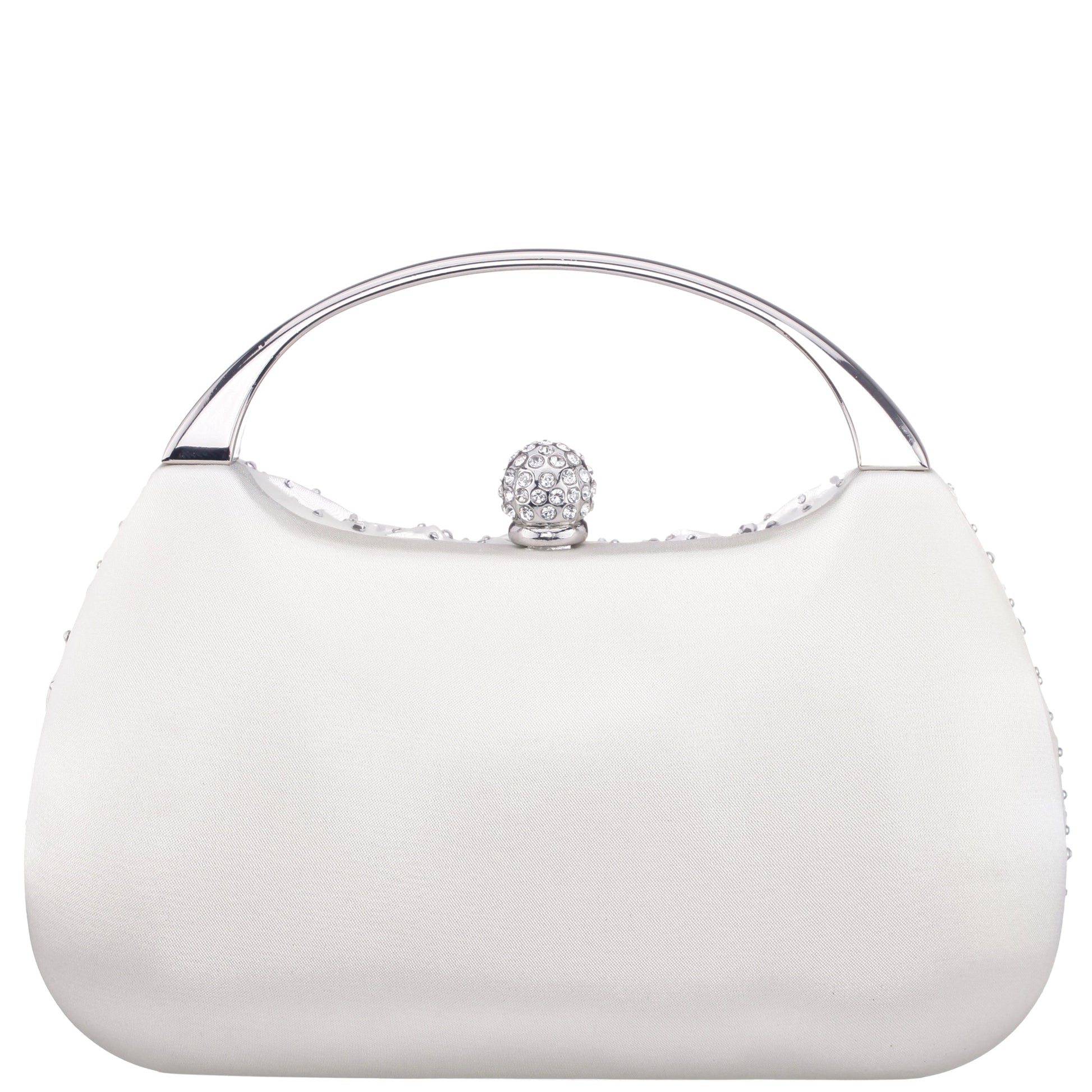 Brando-Cc Beige Chiffon/Satin/Glass Crystal Minaudiere | Nina Shoes
