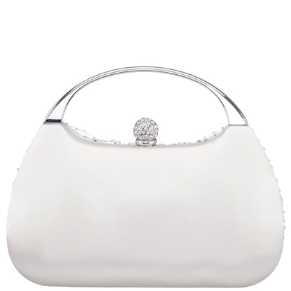 Brando-Cc Beige Chiffon/Satin/Glass Crystal Minaudiere | Nina Shoes