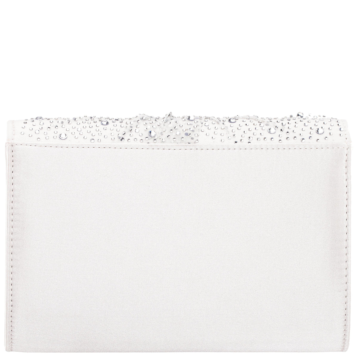 Zoria Beige Chiffon/Satin/Glass Crystal Clutch | Nina Shoes