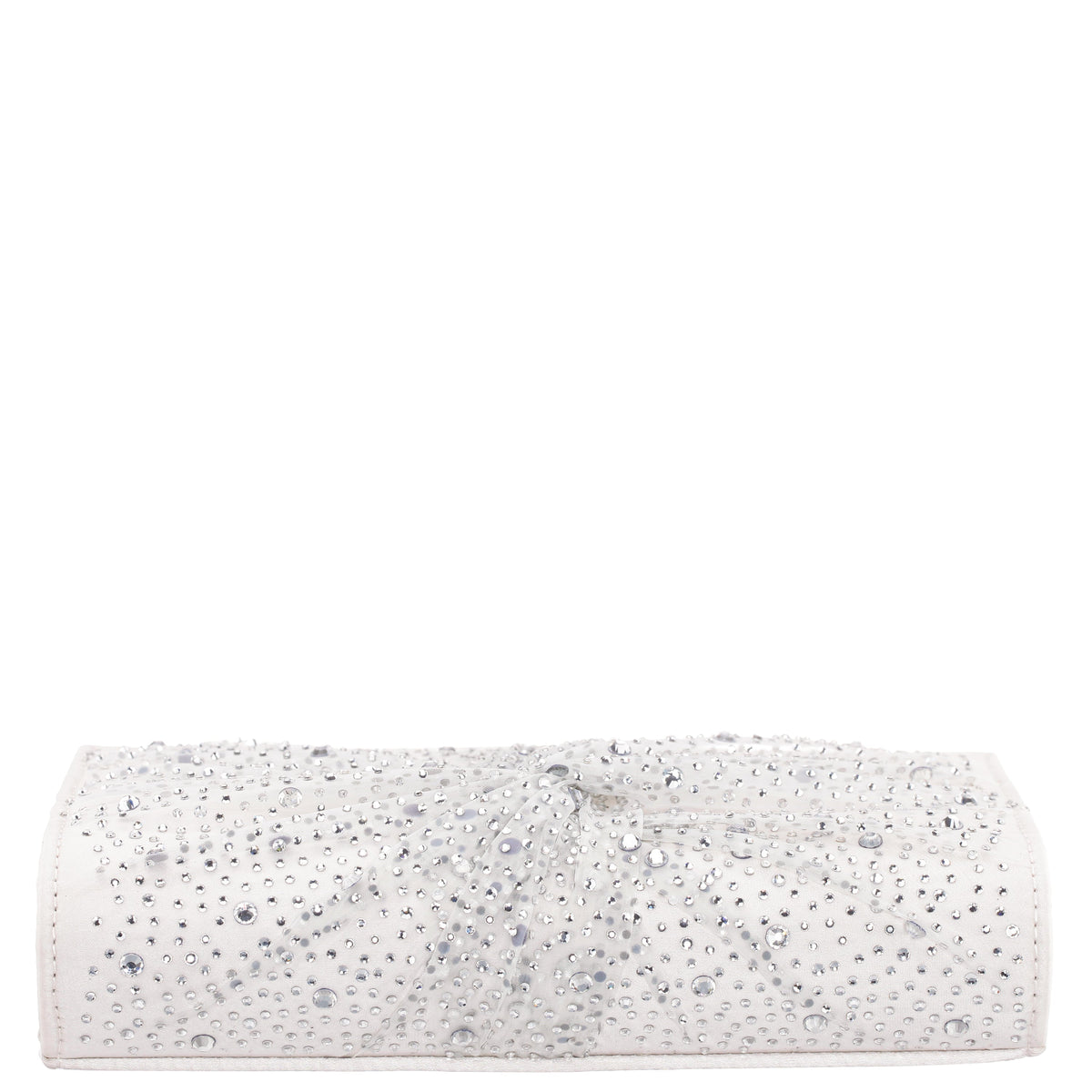Zoria Beige Chiffon/Satin/Glass Crystal Clutch | Nina Shoes