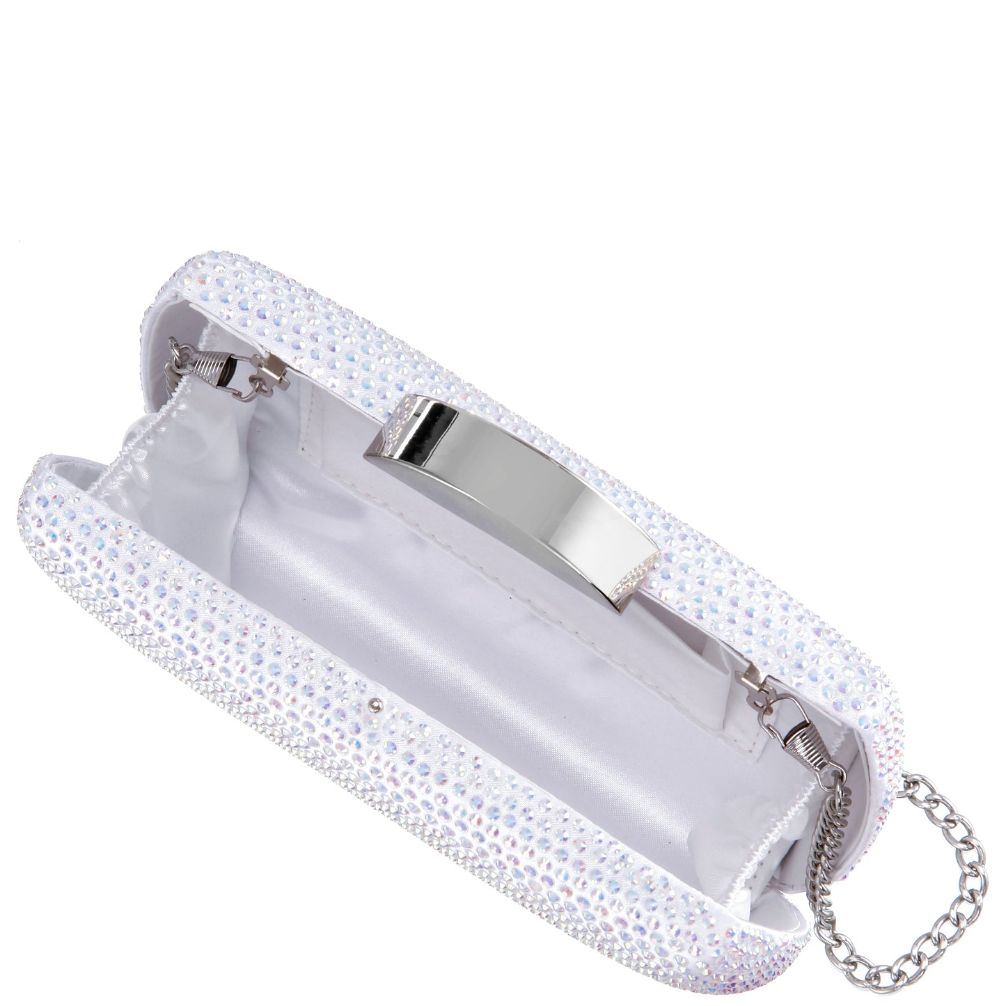 Pacey White Ab Allover Crystal Minaudiere | Nina Shoes