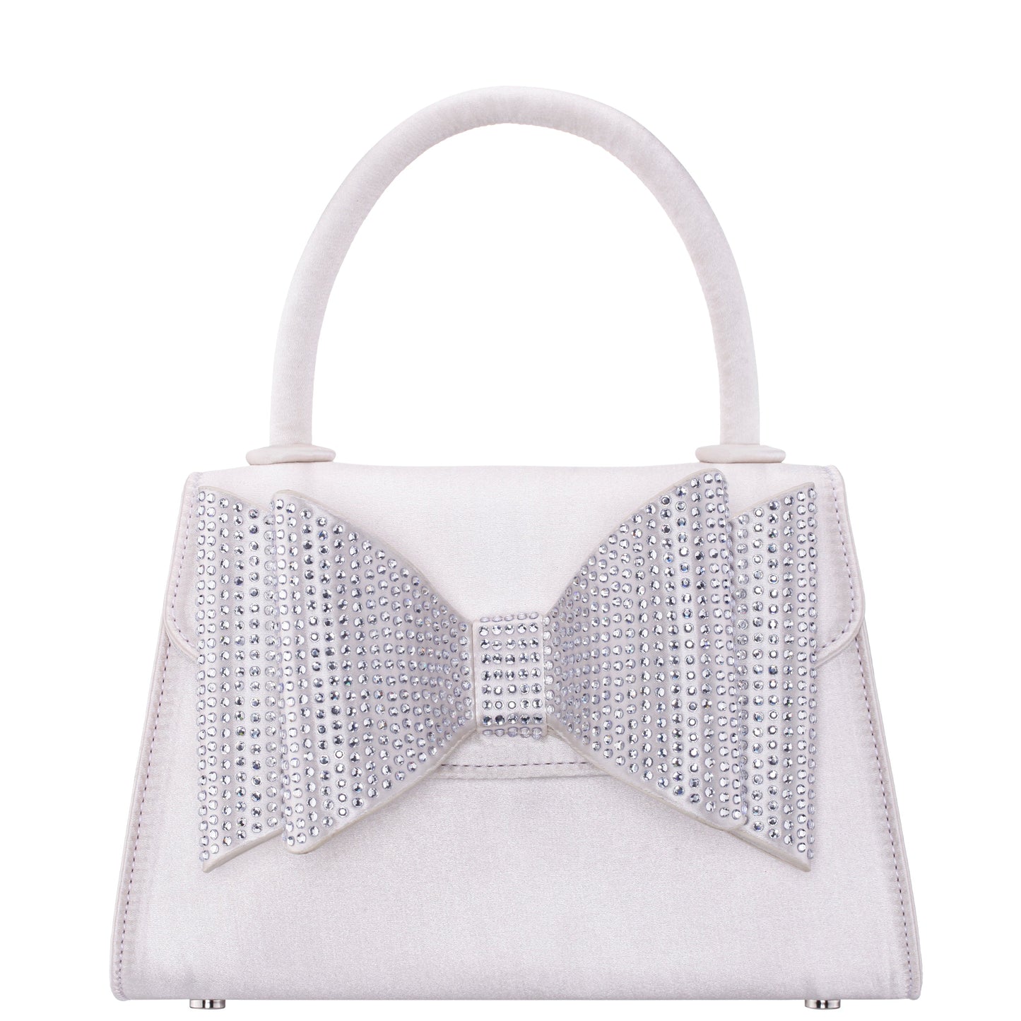 Alila Beige Satin/Glass Crystal Satchel Bag | Nina Shoes