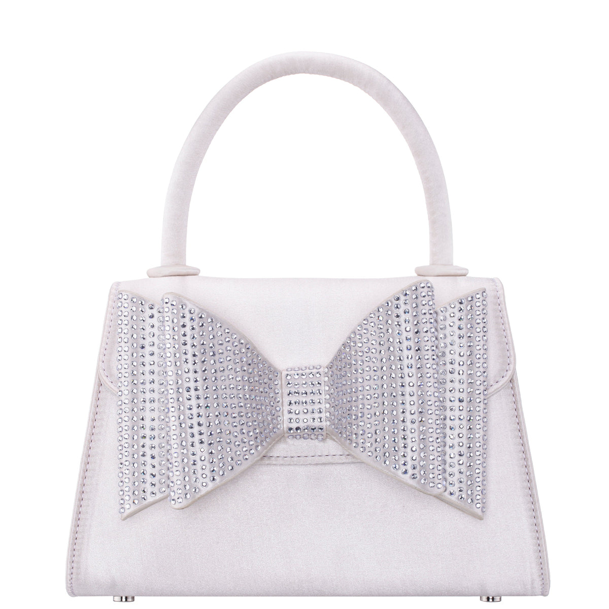 Alila Beige Satin/Glass Crystal Satchel Bag | Nina Shoes