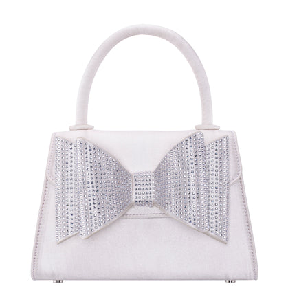 Alila Beige Satin/Glass Crystal Satchel Bag | Nina Shoes