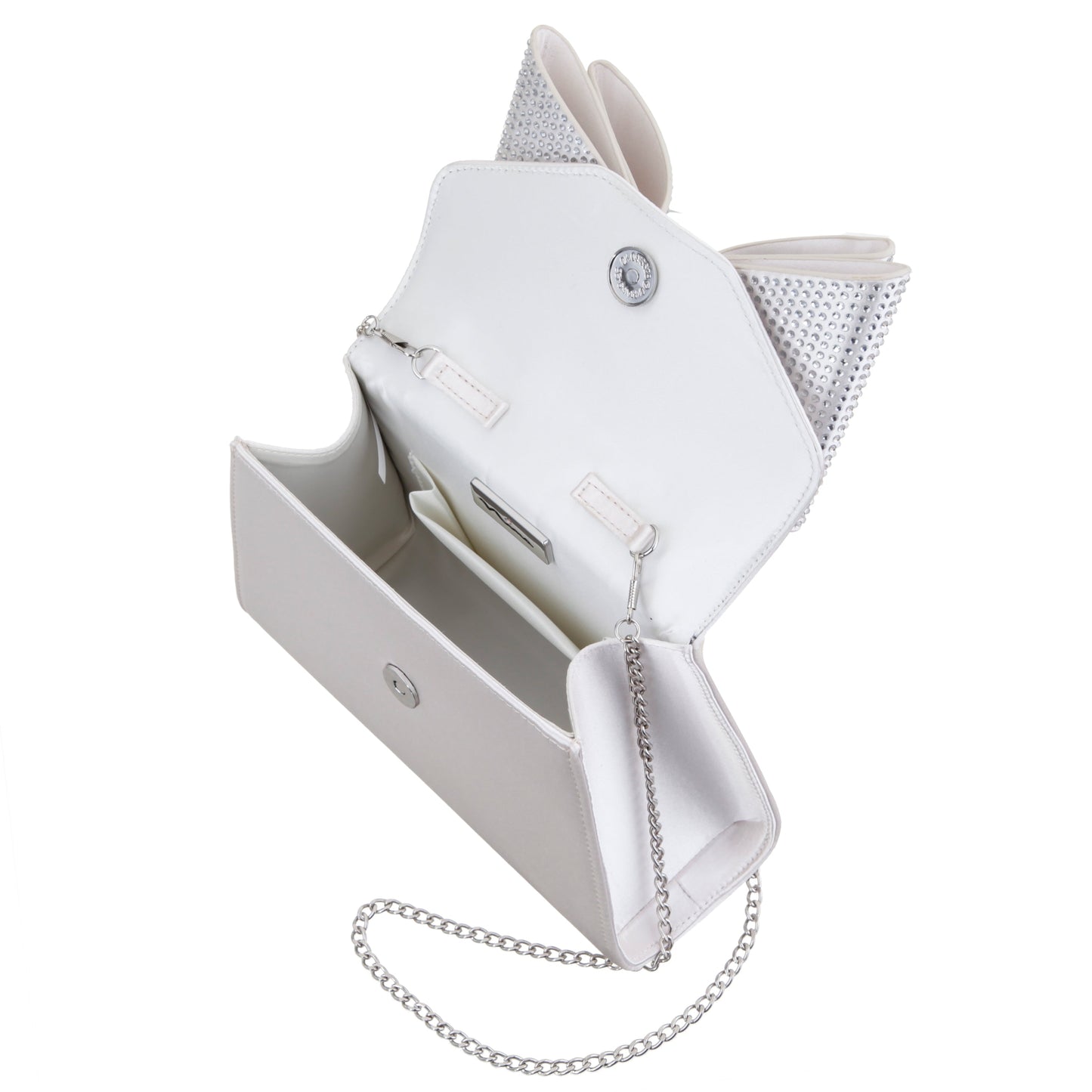 Alila Beige Satin/Glass Crystal Satchel Bag | Nina Shoes