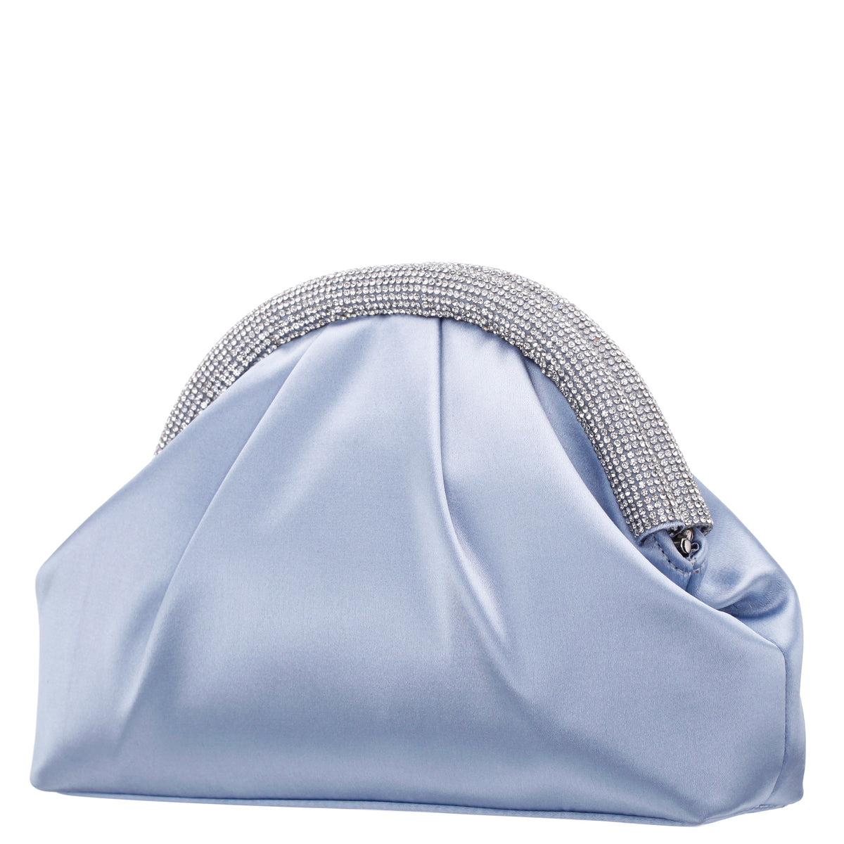 Jane Blue Satin/Glass Crystal Frame Clutch | Nina Shoes