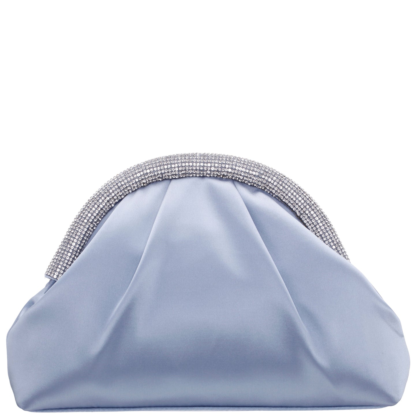Jane Blue Satin/Glass Crystal Frame Clutch | Nina Shoes