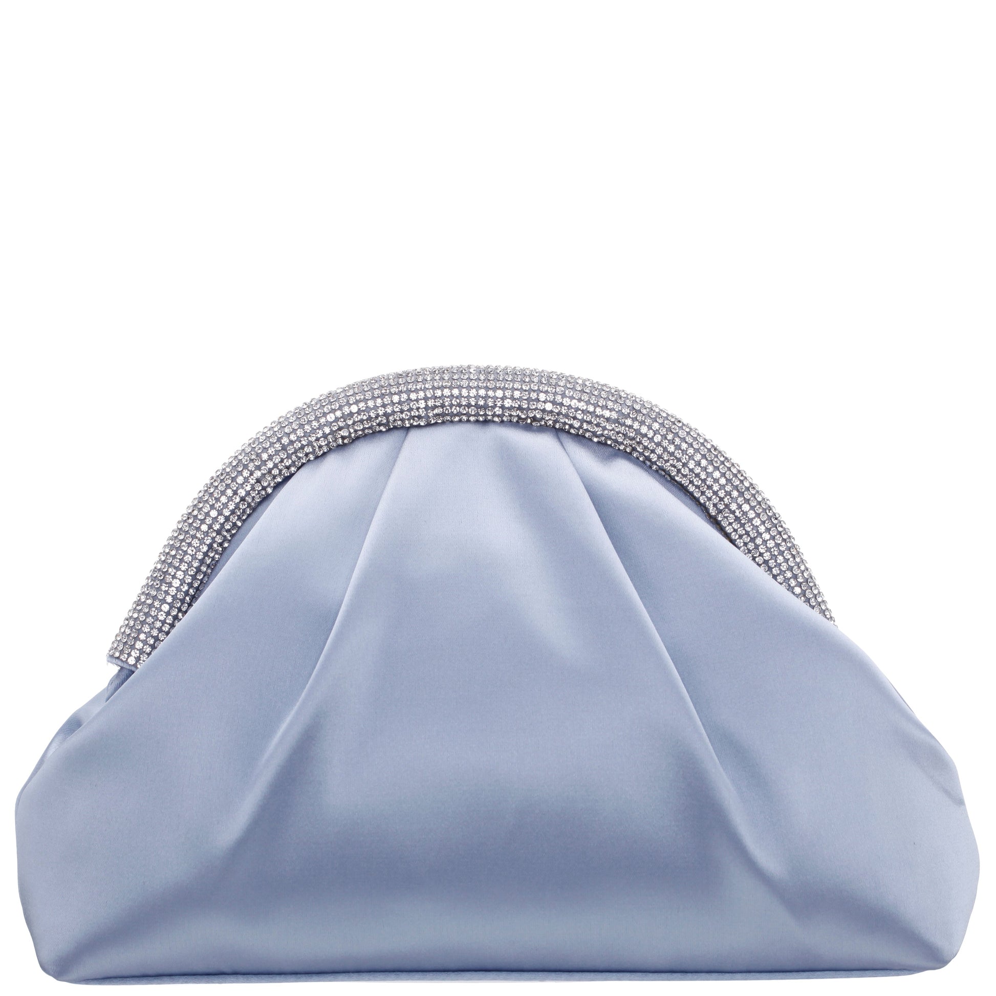 Jane Blue Satin/Glass Crystal Frame Clutch | Nina Shoes