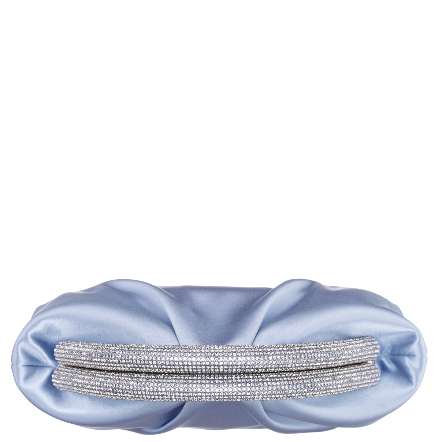 Jane Blue Satin/Glass Crystal Frame Clutch | Nina Shoes