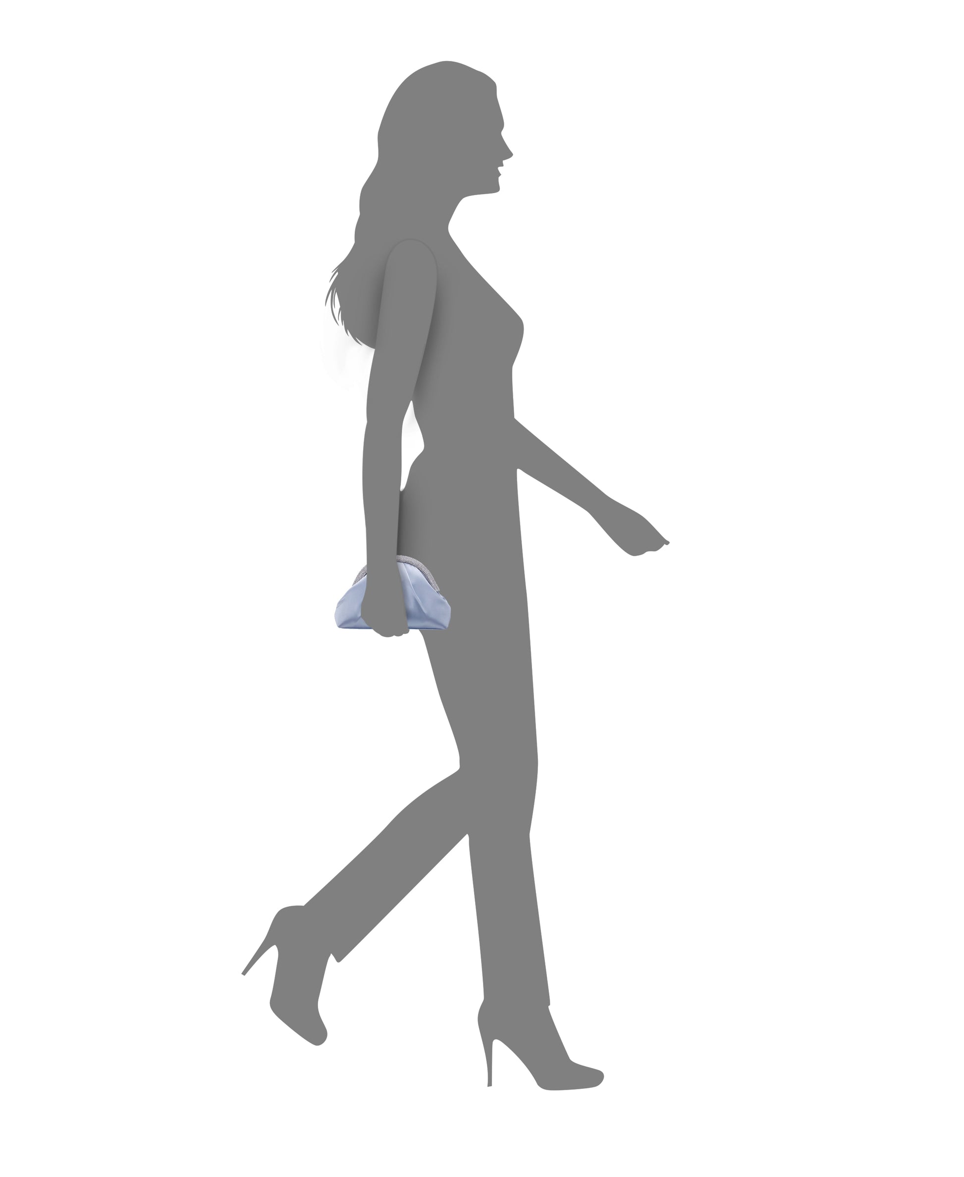 Jane Blue Satin/Glass Crystal Frame Clutch | Nina Shoes
