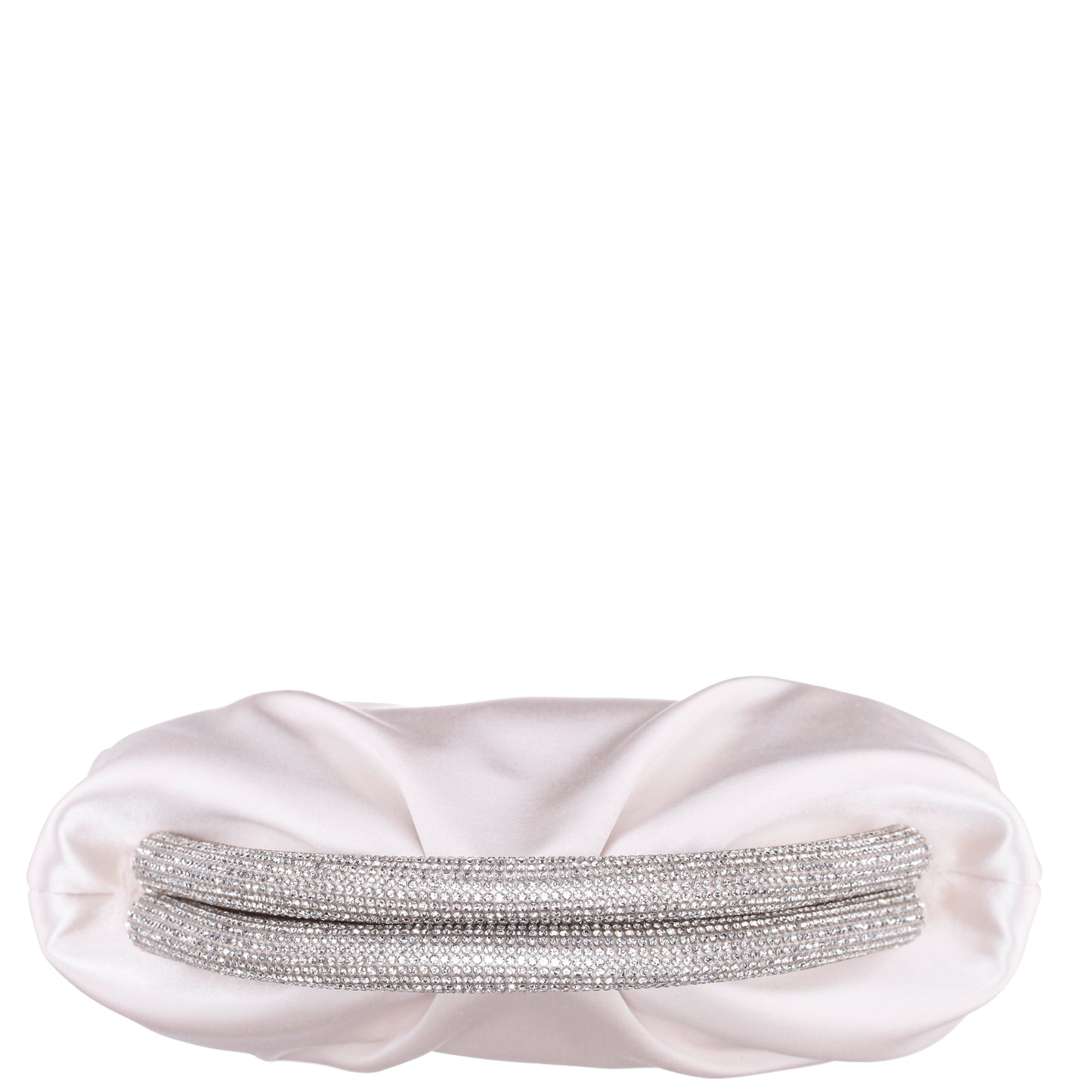 Jane Beige Satin/Glass Crystal Frame Clutch | Nina Shoes