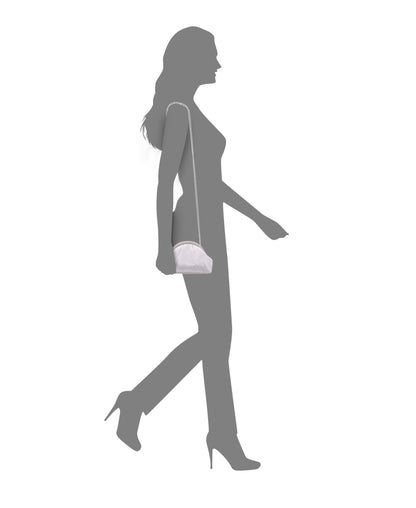 Jane Beige Satin/Glass Crystal Frame Clutch | Nina Shoes