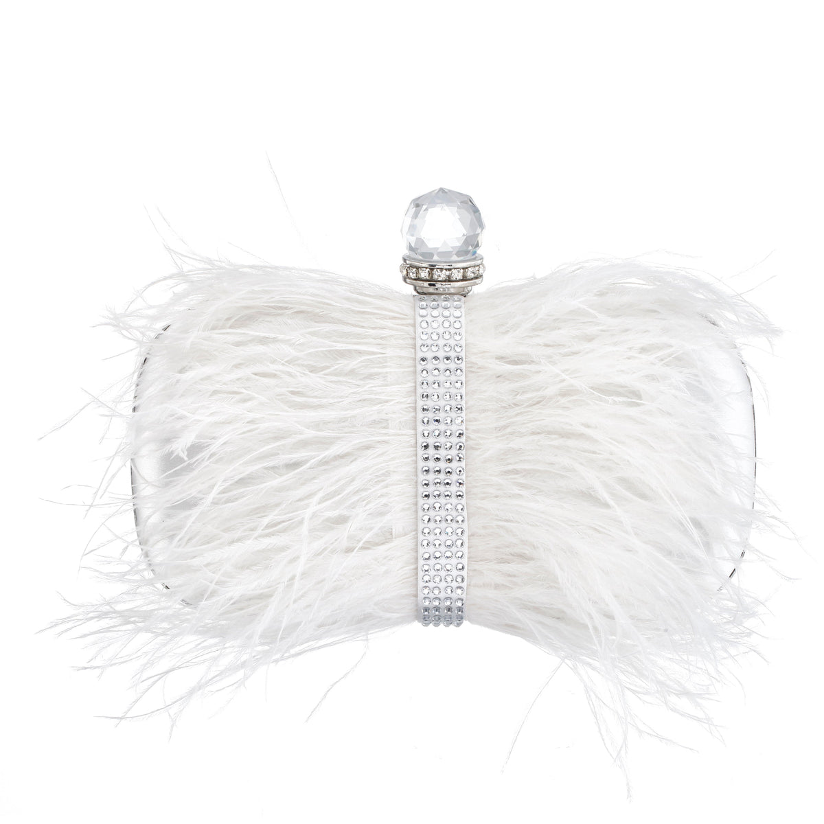 Lara White Feather Embellished Minaudiere | Nina Shoes