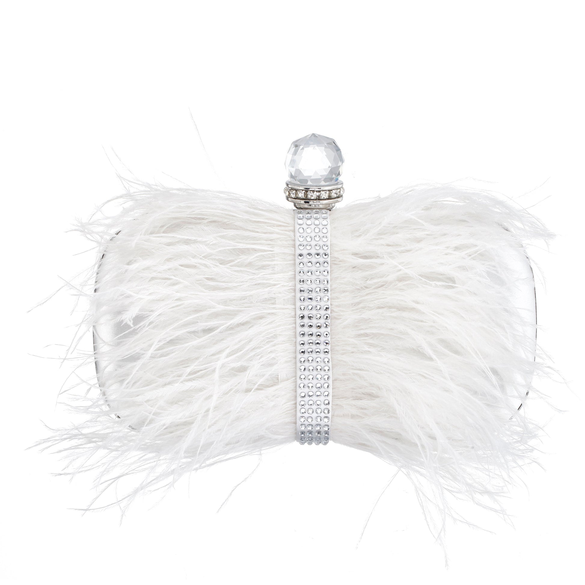 Lara White Feather Embellished Minaudiere | Nina Shoes