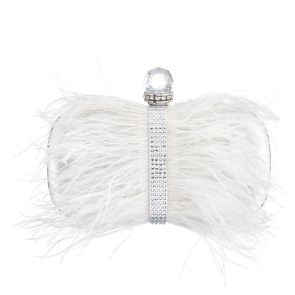Lara White Feather Embellished Minaudiere | Nina Shoes