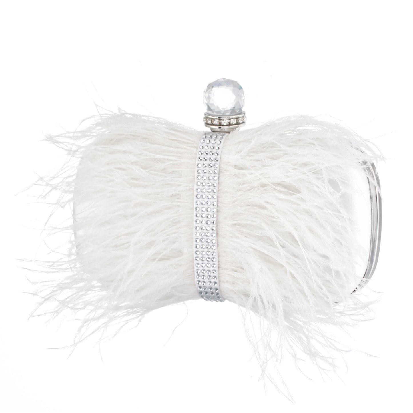 Lara White Feather Embellished Minaudiere | Nina Shoes