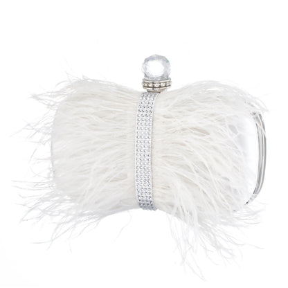 Lara White Feather Embellished Minaudiere | Nina Shoes