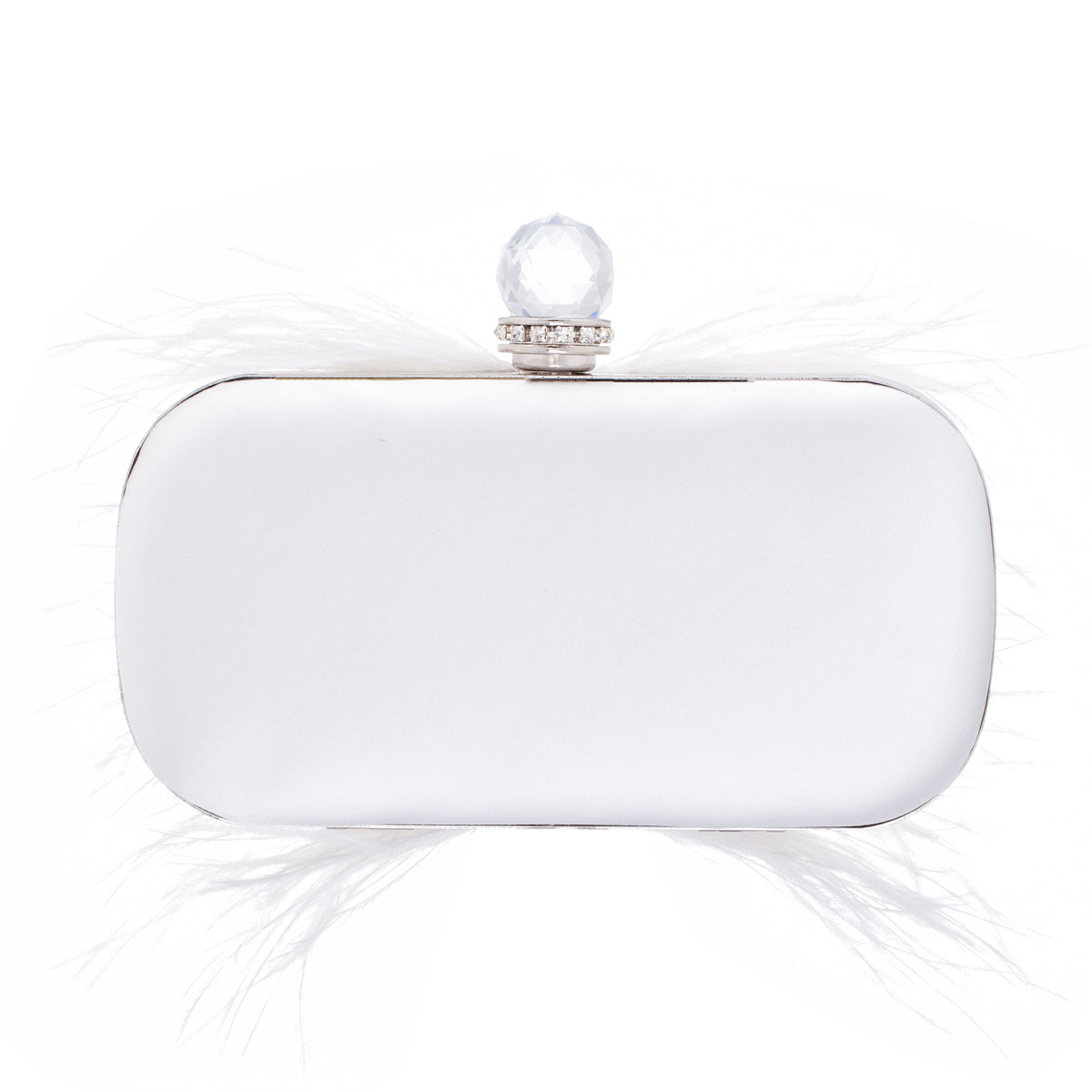 Lara White Feather Embellished Minaudiere | Nina Shoes