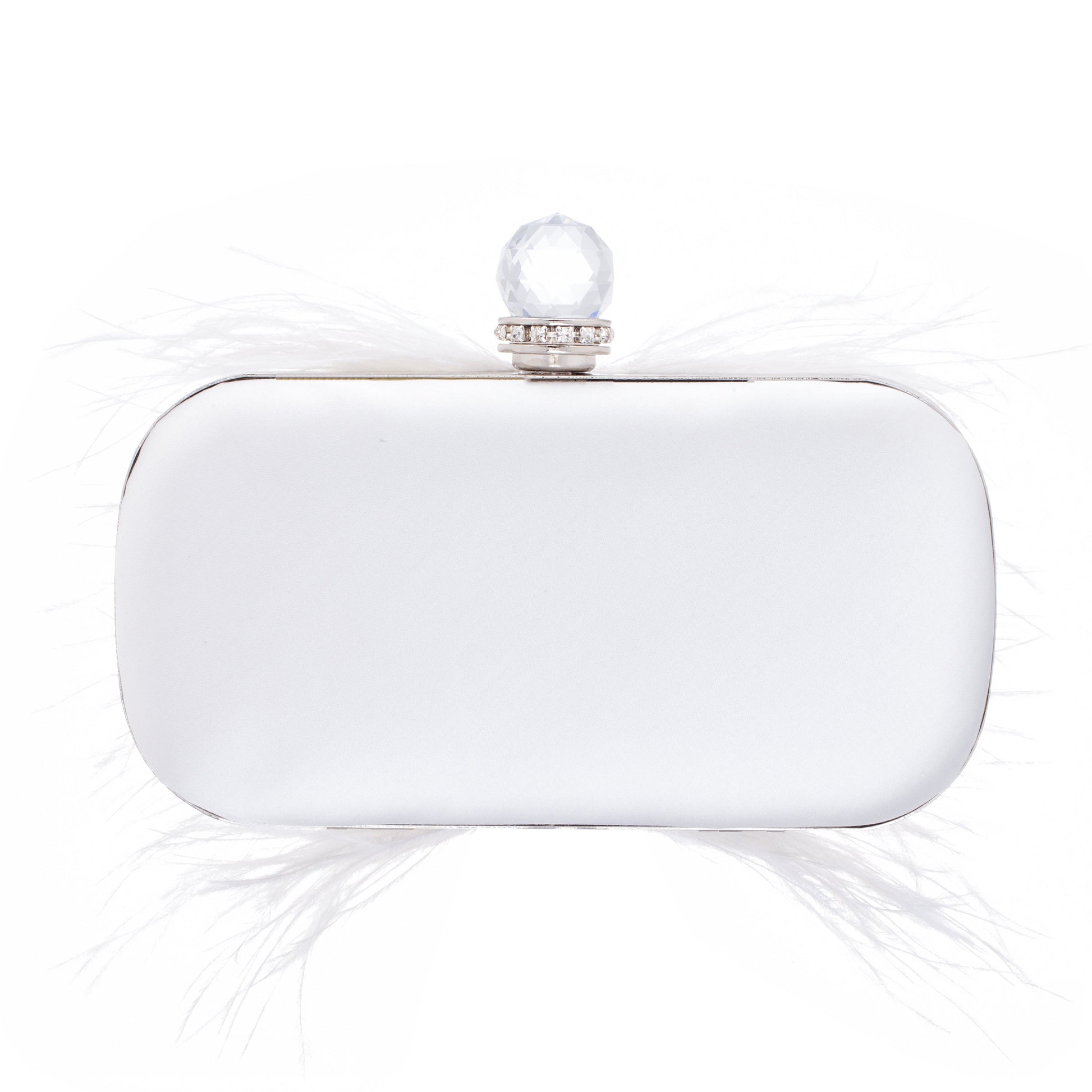 Lara White Feather Embellished Minaudiere | Nina Shoes