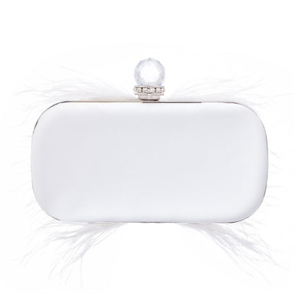 Lara White Feather Embellished Minaudiere | Nina Shoes