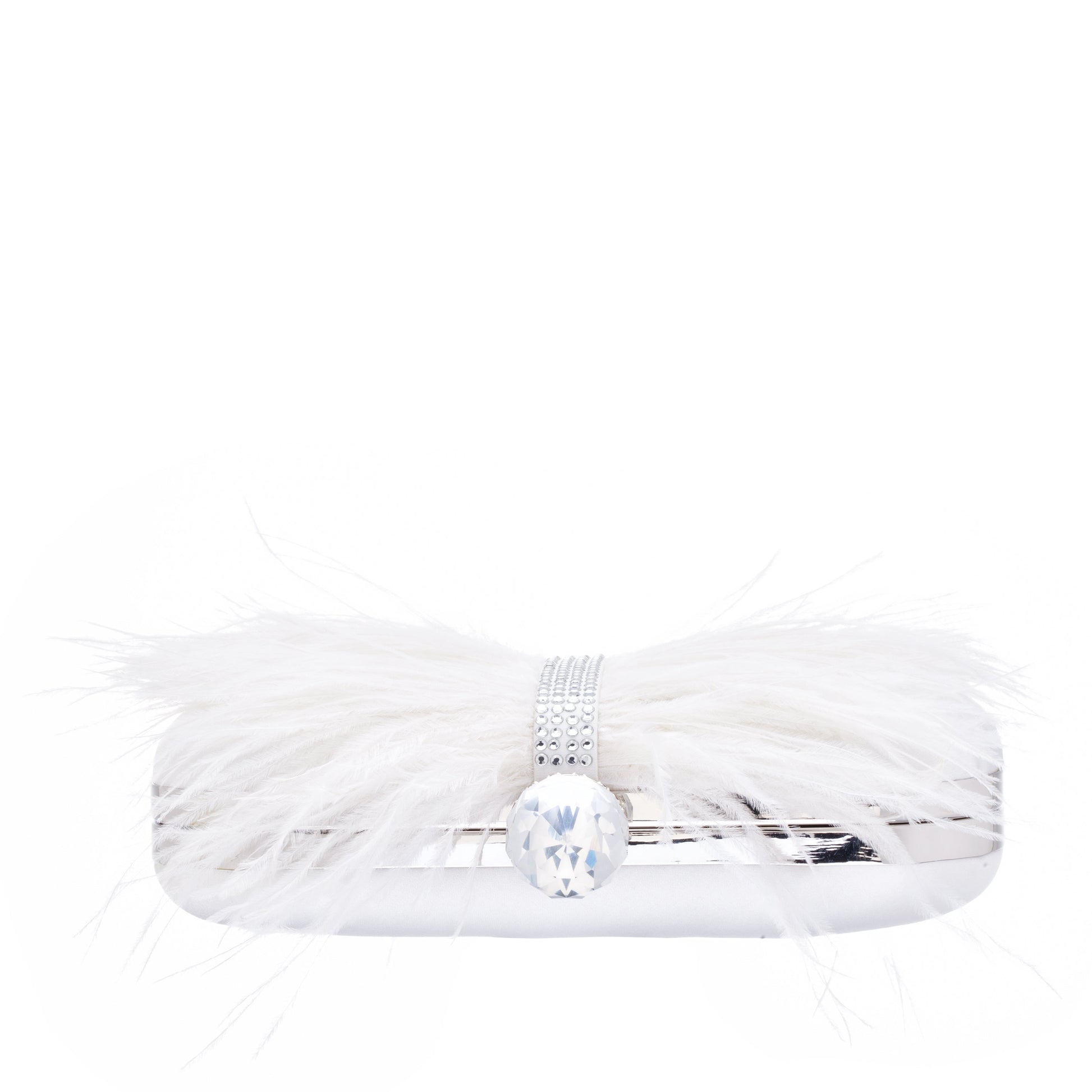 Lara White Feather Embellished Minaudiere | Nina Shoes
