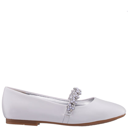 Girls Joansie White Smooth Ballet Dress Shoe | Nina Shoes