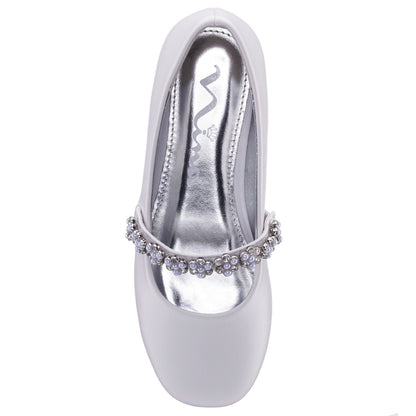 Girls Joansie White Smooth Ballet Dress Shoe | Nina Shoes