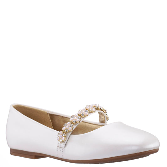 Girls Joansie White Pearlized Ballet Dress Shoe | Nina Shoes