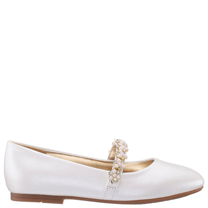 Girls Joansie White Pearlized Ballet Dress Shoe | Nina Shoes