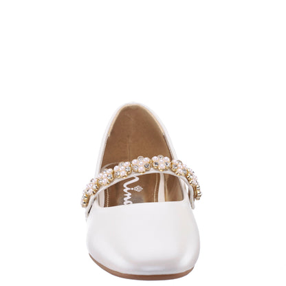 Girls Joansie White Pearlized Ballet Dress Shoe | Nina Shoes
