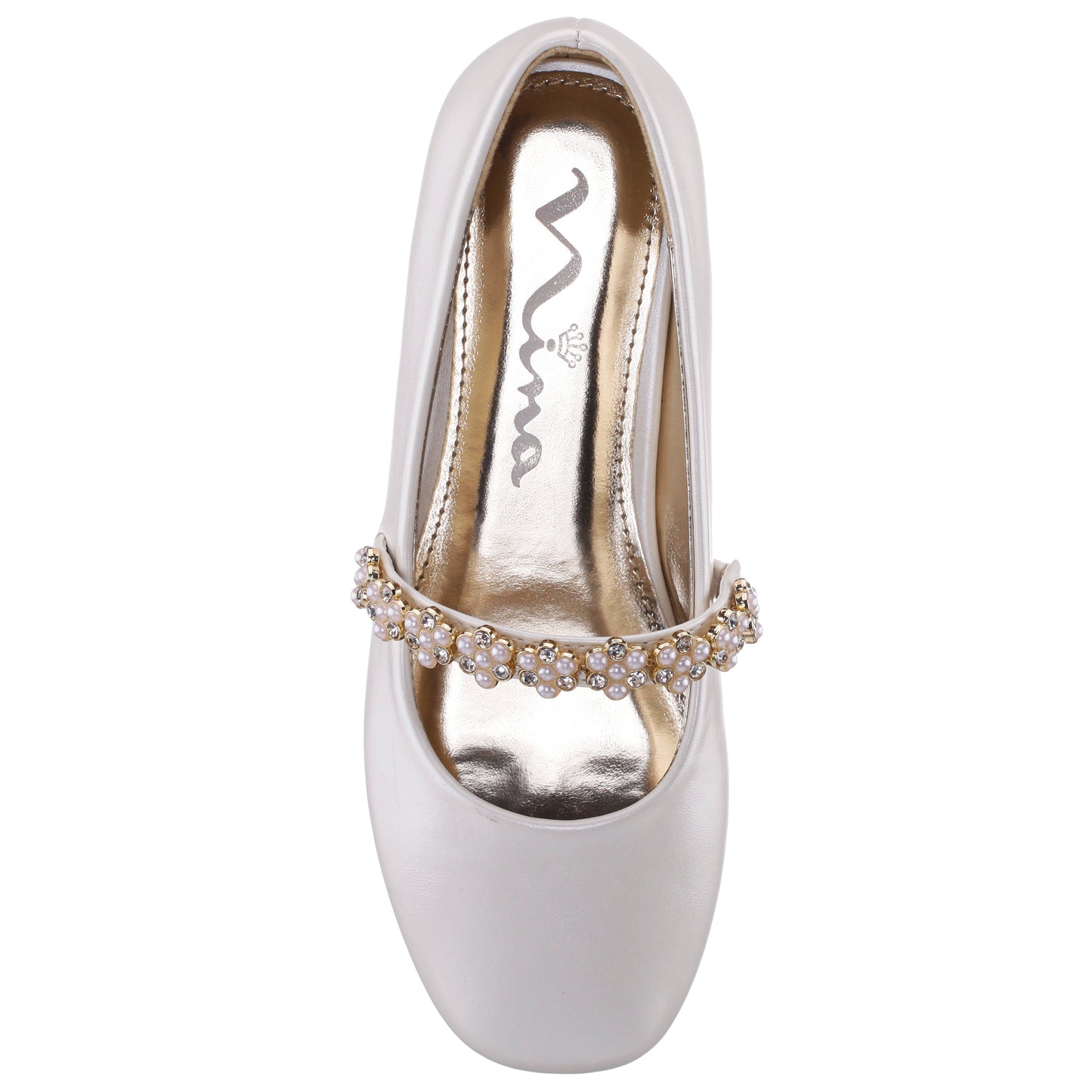 Girls Joansie White Pearlized Ballet Dress Shoe | Nina Shoes