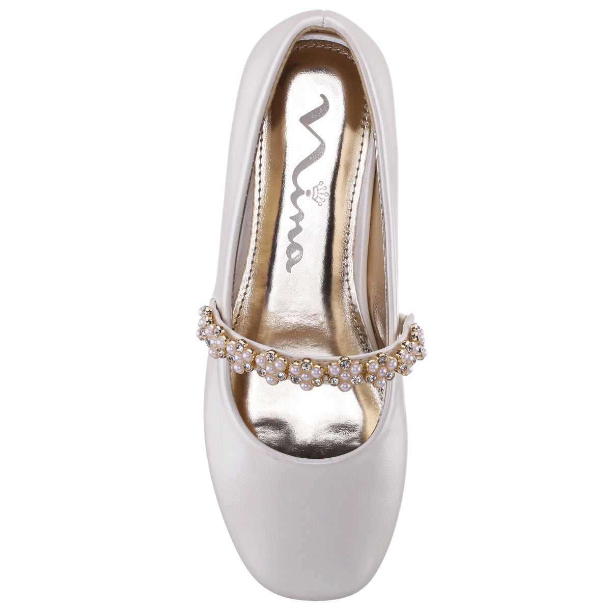 Girls Joansie White Pearlized Ballet Dress Shoe | Nina Shoes