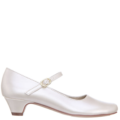 Girls Seeley Beige Low Heel Dress Shoes | Nina Shoes