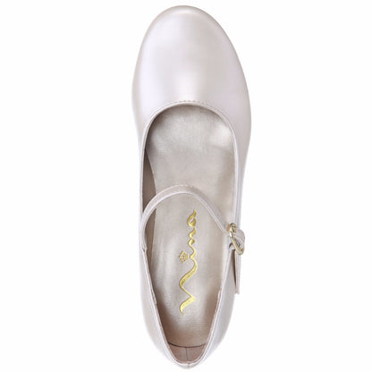 Girls Seeley Beige Low Heel Dress Shoes | Nina Shoes