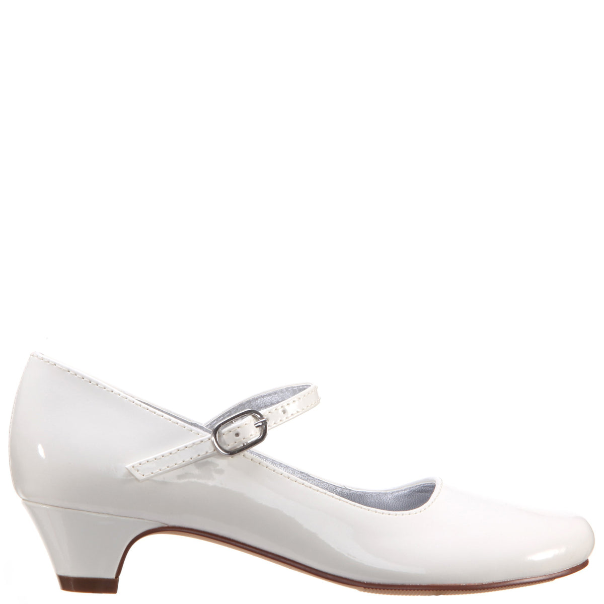 Girls Seeley White Low Heel Dress Shoes | Nina Shoes