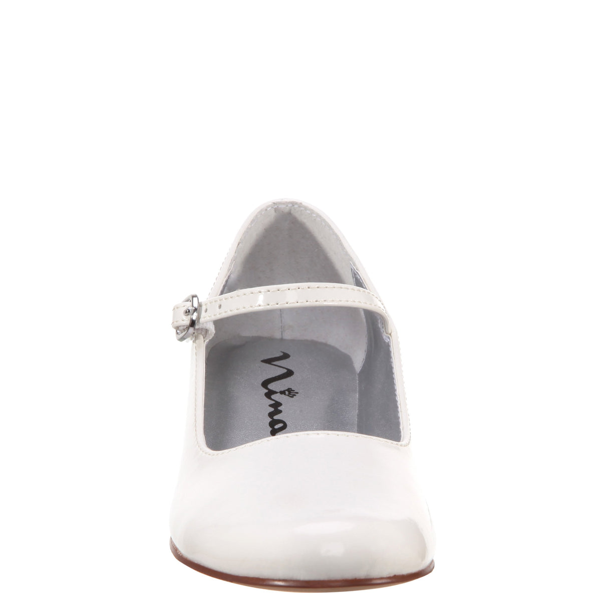 Girls Seeley White Low Heel Dress Shoes | Nina Shoes