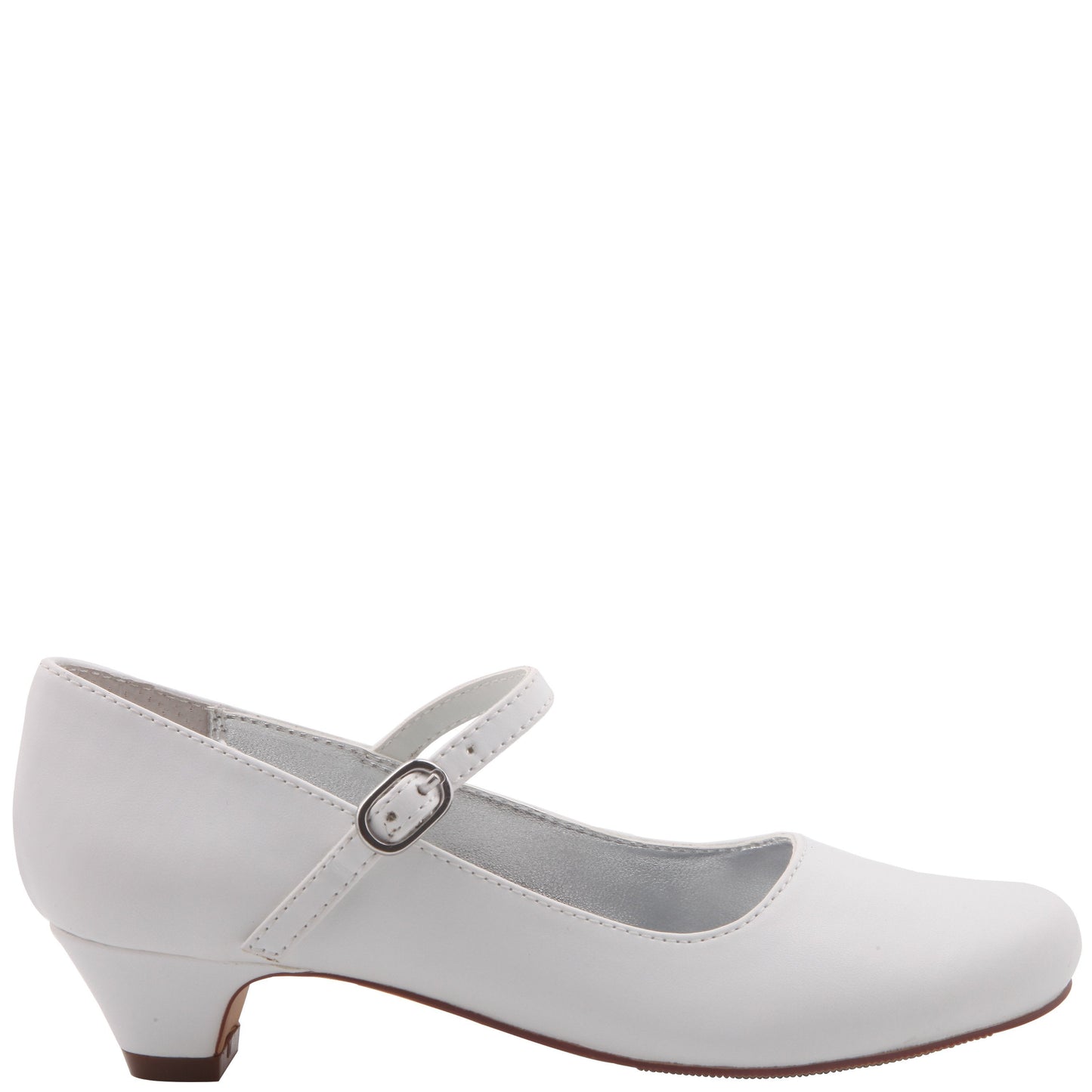 Girls Seeley White Low Heel Dress Shoes | Nina Shoes