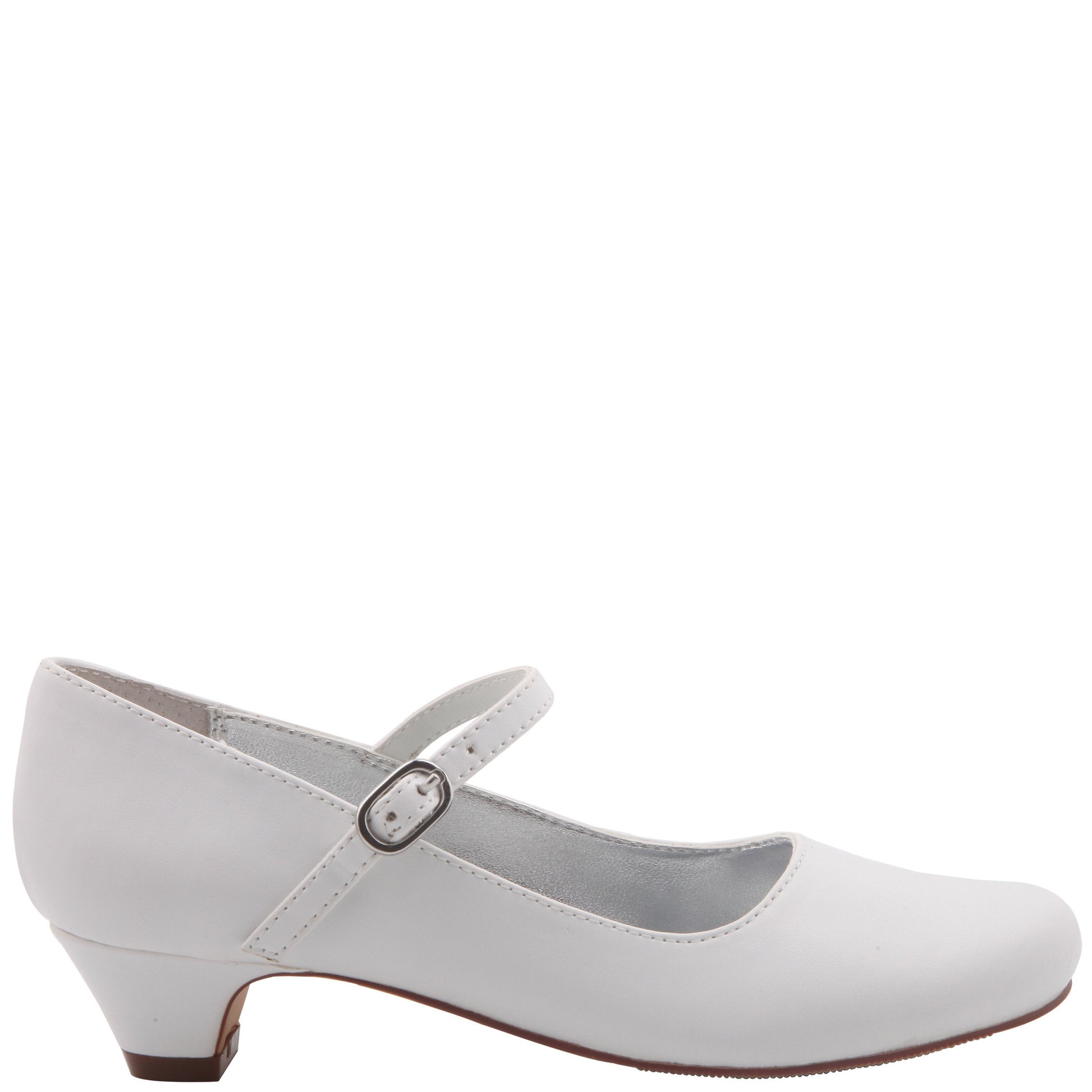 Girls Seeley White Low Heel Dress Shoes | Nina Shoes